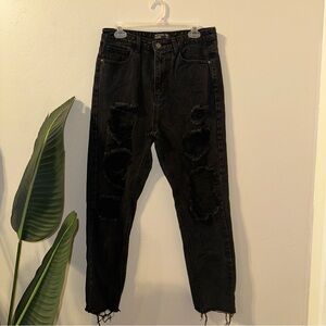 PrettyLittleThing Black Distressed Women Jeans Size US 8